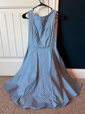 Sleeveless Blue Polka Dot Midi Dress